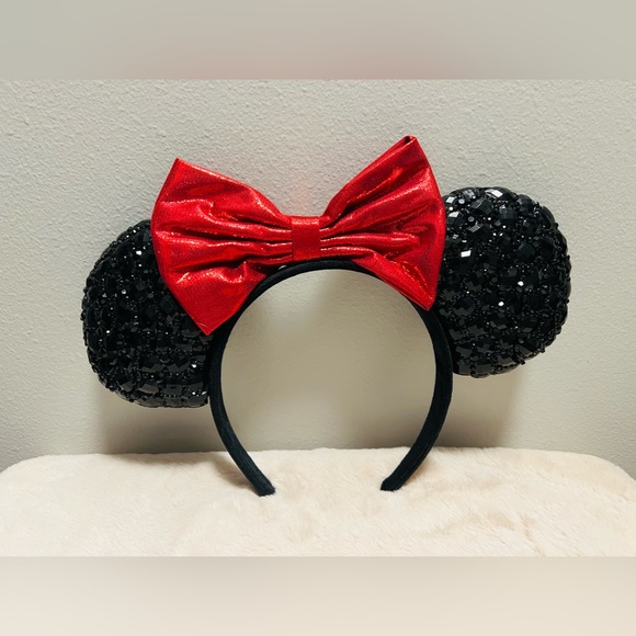 Disney Rhinestone Ears Red Bow Handmade - Picture 3 of 3